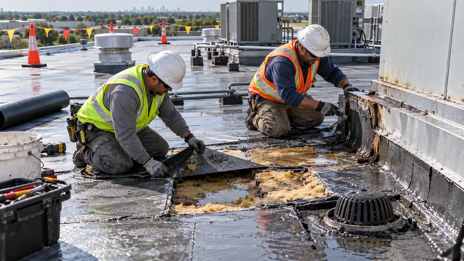 Commercial roof replacement crew in Alexandria, VA