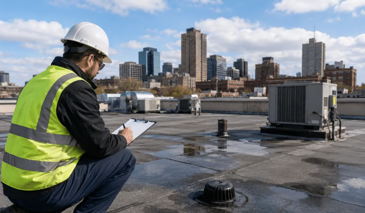 Roof condition review on a commercial roof